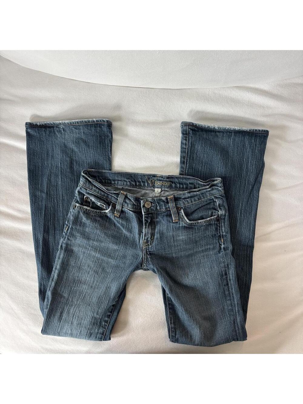 Vintage Y2K Bebe Low Rise Bootcut Jeans Made in USA Size 26 Embroidered Pockets